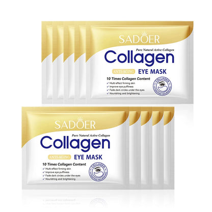 20pcs=10 Pairs SADOER Crystal Collagen Eye Mask Anti Dark Circles Remove Eyes Bags Moisturizing Eyes Patches Gel Masks Skin Care