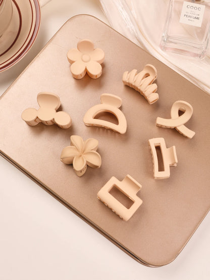 5 Pcs Small Flower Hair Claw Clips for Women Girls,Matte Rectange Jaw Clips,Semicircle Barrettes for Thin Hair