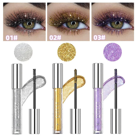 Diamond Purple Mascara Shining Sequins Glitter Eyelashes Quick Dry Sweat Proof Lasting Curling Thick Mascara Shimmer Makeup тушь