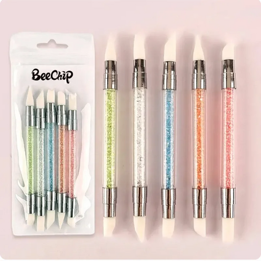 Nail Art Pen Double Head Silicone Flower Sculpting Pen Adjustable Glue Stick Embossing Pen Nail Art Brush Every Home Tool