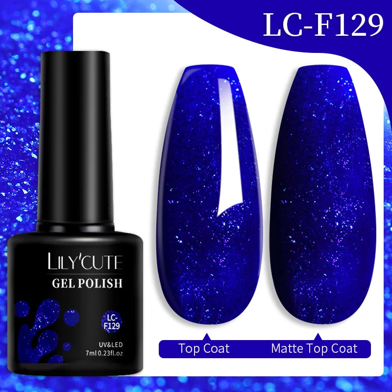 LILYCUTE 7ML Auroras Thermal Gel Nail Polish Nude Dark Purple Glitter Gradient Temperature Color Changing Nail Art Gel Varnishes