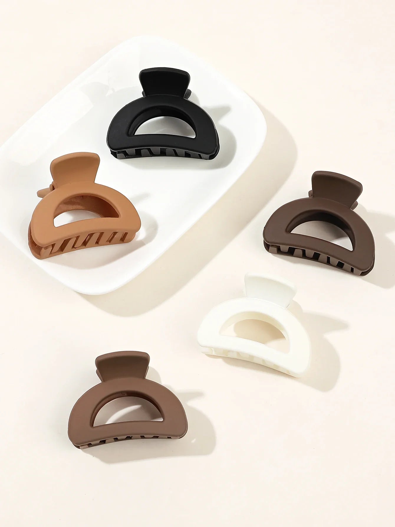 5 Pcs Small Flower Hair Claw Clips for Women Girls,Matte Rectange Jaw Clips,Semicircle Barrettes for Thin Hair