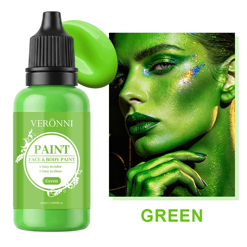 20ml Water Based Face Body Paint Single Bottle Safe Non-toxic For Halloween Party Cosplay Makeup Easy To Wash Off For Kids Adult