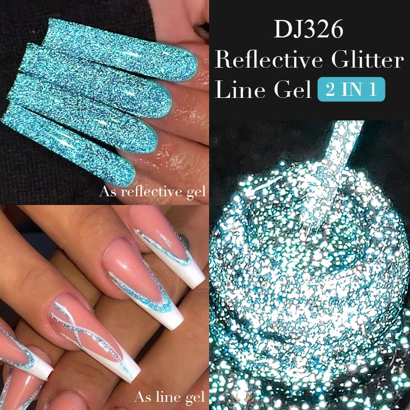 MEET ACROSS 5ml Sliver Metallic Liner Gel Nail Polish Super Bright Mirror Effect Painting Drawing Line Graffiti Stripe Nail Art
