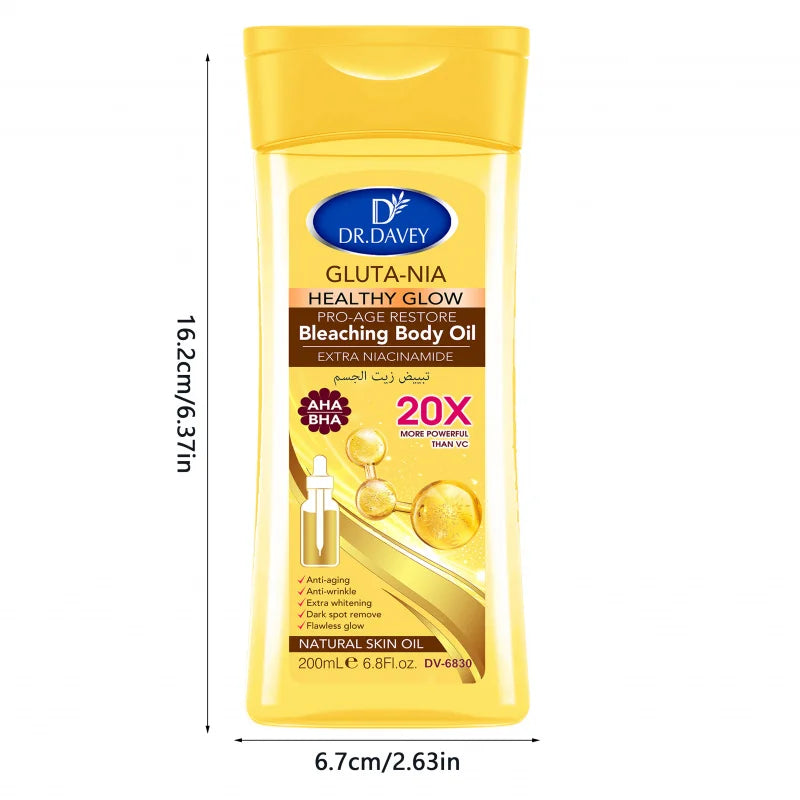 200ml DR.DAVEY GLUTA NIA Body OilSkin care oil moisturizes and nourishes skin large capacity full body essential oil