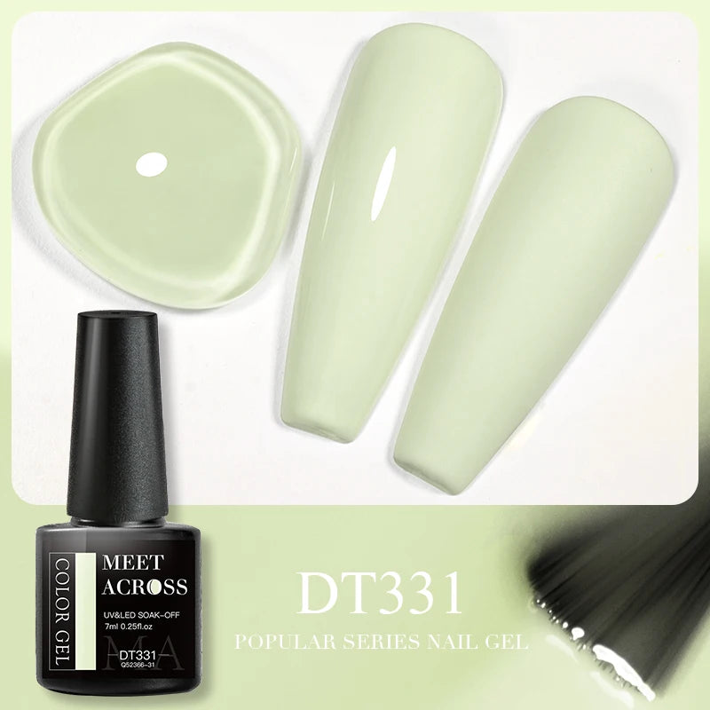 MEET ACROSS 7ml 140 Colors Glitter Gel Nail Polish Fluorescent Laser Semi Permanent Soak Off Nail Art UV Gel Varnish Manicure