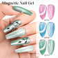 MEET ACROSS 7Pcs/Set Cat Magic Magnetic Gel Nail Polish Sparking Semi-Transparent Sea Blue Effect Soak Off UV Gel Varnish Kit