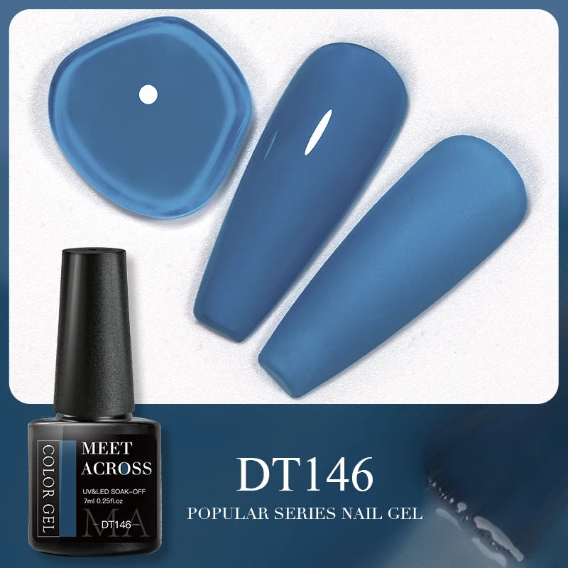MEET ACROSS 7ml 140 Colors Glitter Gel Nail Polish Fluorescent Laser Semi Permanent Soak Off Nail Art UV Gel Varnish Manicure