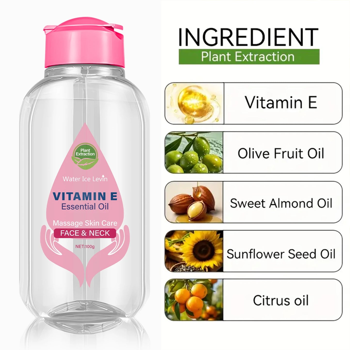 Vitamin E Essential Oil with Niacinamide & Ceramide - Face & Neck Massage Skin Care for Even Tone