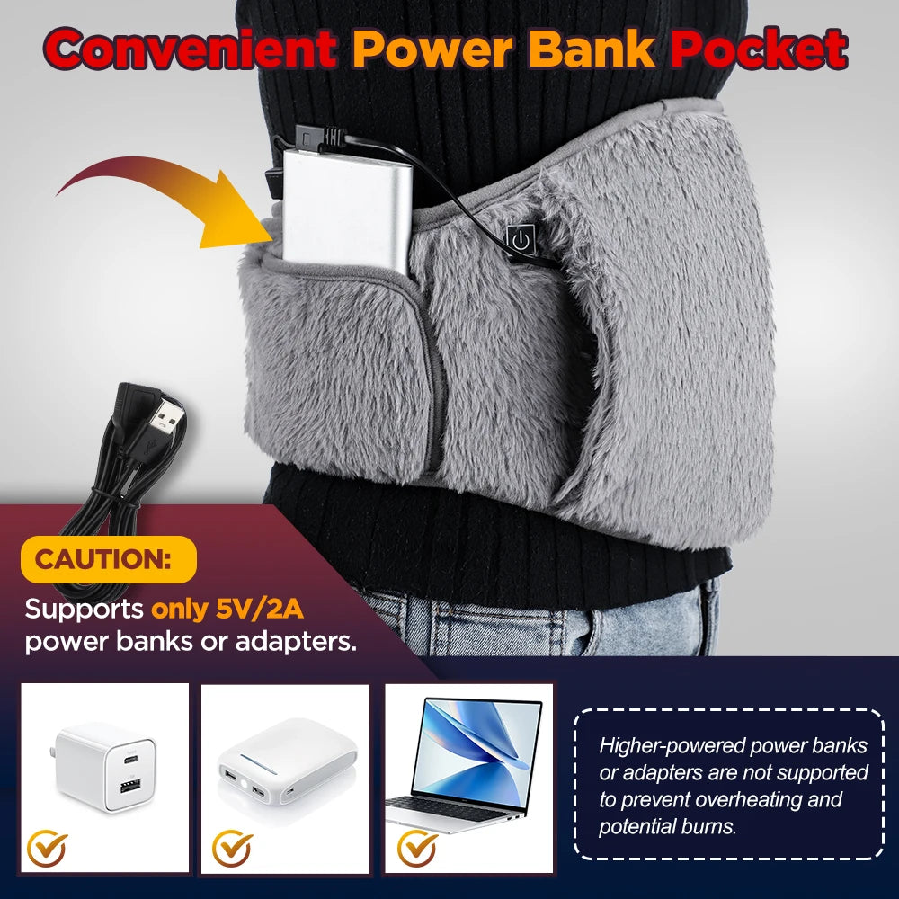 3 Levels Electric Heating Abdomen Belt  Cold-Proof Uterine Belt Hand Waist Warming Pad  Women Menstrual Relief Pain USB Charging