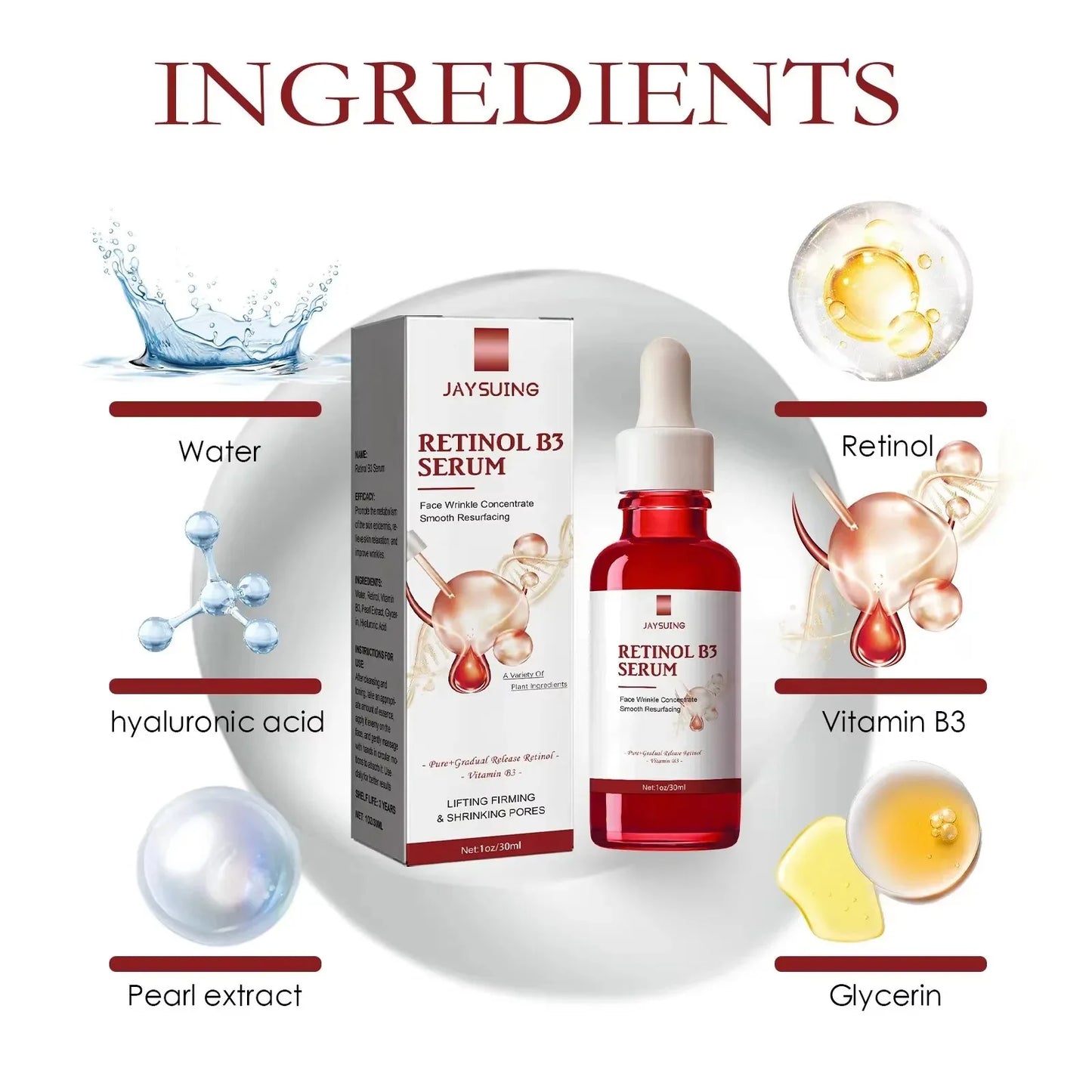 Remove W-rinkles Essence Anti A-ging Fade Fine Line Lifting Firming Repair Smooth Moisturizing Nourish Tighten Retinol B3 Serum
