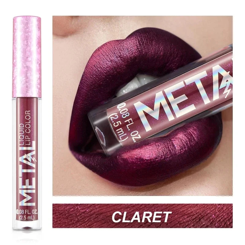 Metallic No-stick Cup Lip Gloss Glitter Matte Moisturizing Waterproof Long Lasting Lip Glaze Liquid Lipstick Lip Makeup Cosmetic