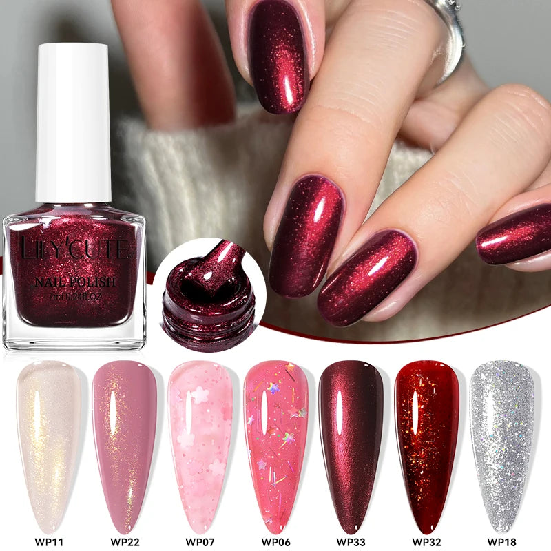 LILYCUTE 7ml Water-Based Glitter Nail Polish Long Lasting Quick Drying No Need of Lamp to Cure Nail Supplies For Nail Manicure