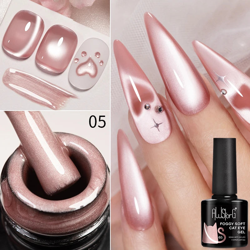 AWStorG Intense Rainbow Cat Eye Gel 5ml Holographic Laser Magnetic Nail Gel Soak Off UV LED Gel Polish Shiny Rainbow Manicur