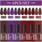 LILYCUE 6Pcs/Set Red Nude Glitter Gel Nail Polish Gorgeous Full Coverage Soak Off UV Gel Nail Art Base Top Coat Gel Polish Kits