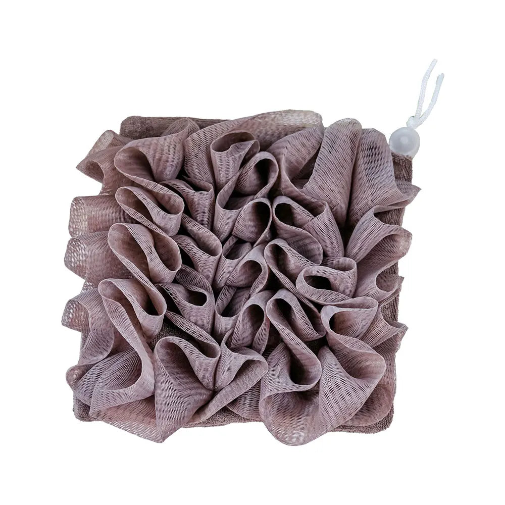 2-In-1 Bath Ball Towel Loofah With Drawstring Closure For Soap Soft Exfoliating Mesh Shower Sponge Skin Care Bathing Tool