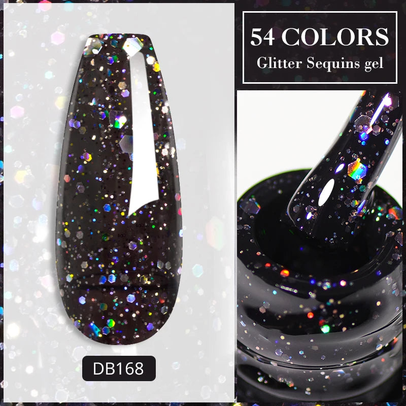 7ml Sparkling Glass Bead Cat Magnetic Gel Nail Polish Flash Black Spar Red Color Semi Permanent Soak Off UV Summer Gel Varnish