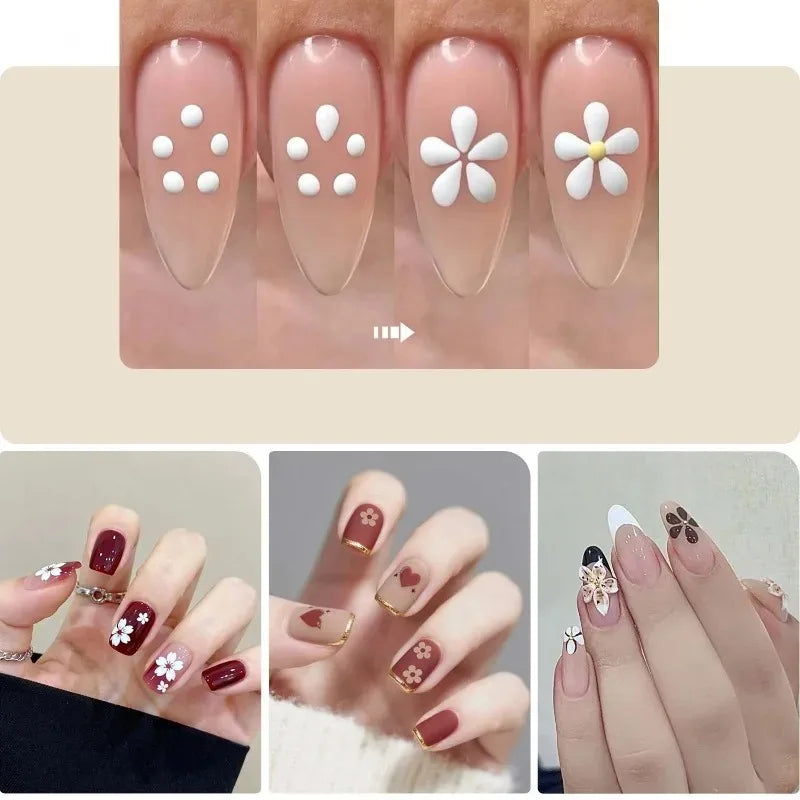 Multi-purpose 5 Petal Flower Nail Dotting Pen Nail Art Acrylic Flower Nail Rhinestones Pen Marbleizing Draw Painting Pens Tools