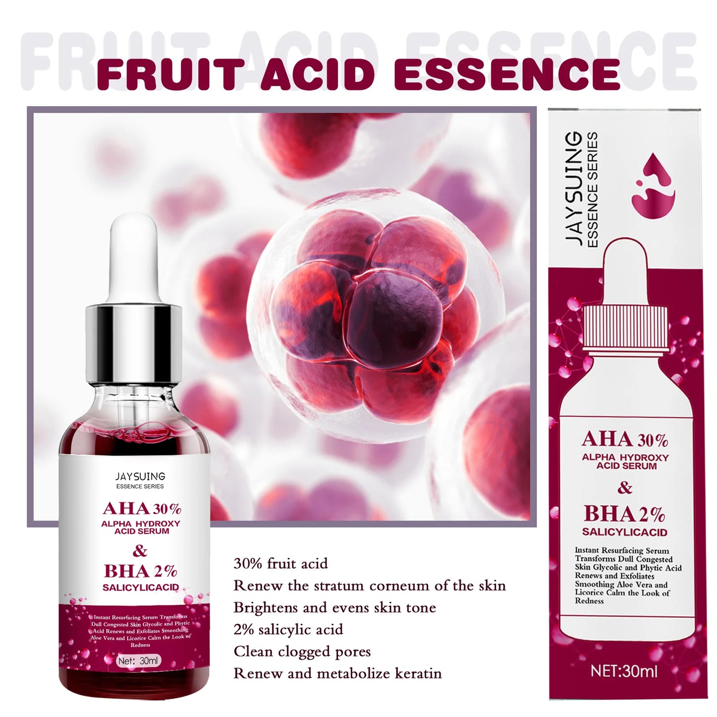 Salicylic Fruit Acid Essence Pore Shrinking Serum Anti-Oxidation Dull Skin Treatment Hydration Face Fruit Acid Moisturizing