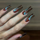 24pcs Halloween Dark Scrub Fake Nails Press on Nails Wearable y2k Nails Super Long Pointy Nails 3D Black Snake False Nails Tip