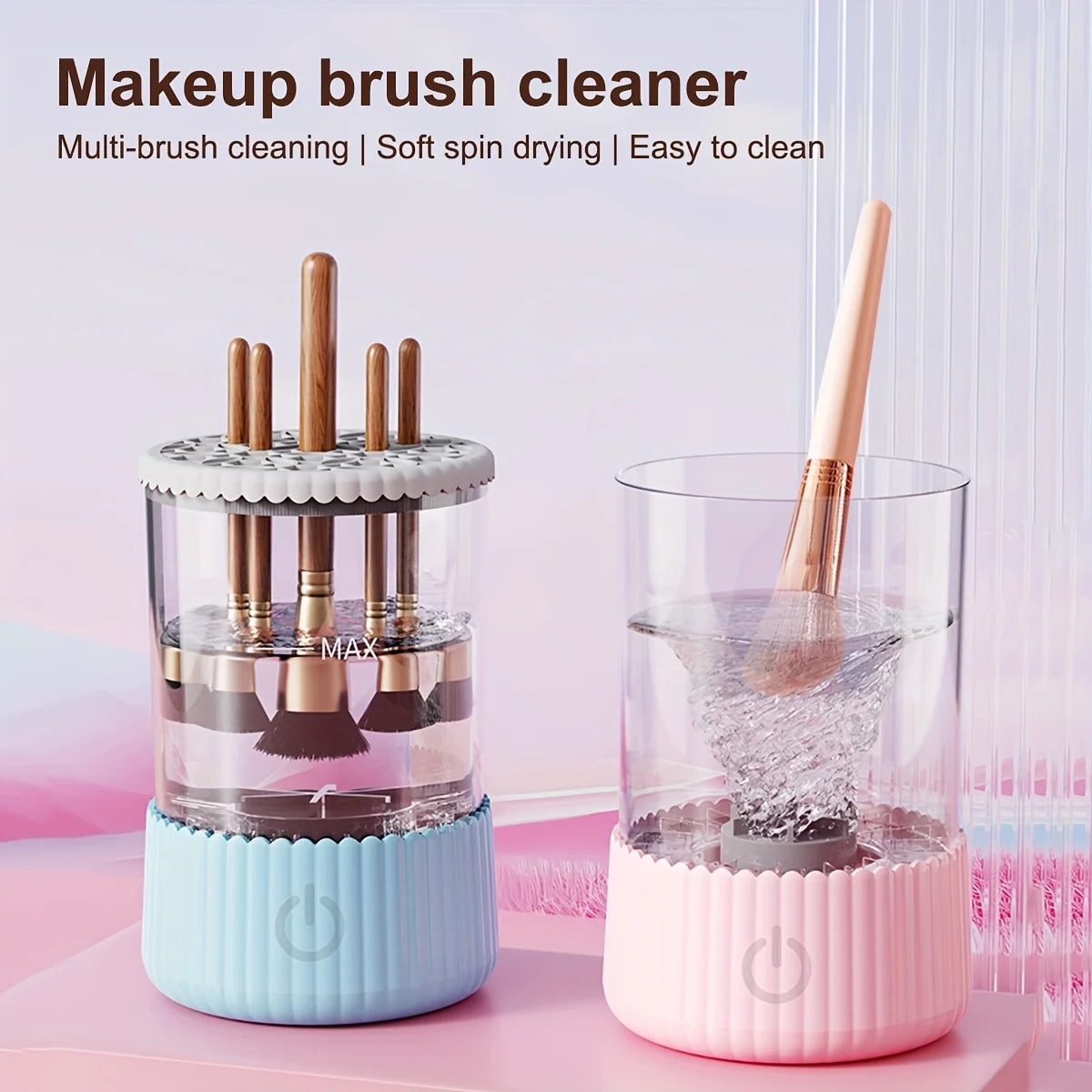 Automatic Rotating Electric Makeup Brush Cleaner USB Powered Portable Deep Cleaning Most Brushes Stylish Cylindrical Devices