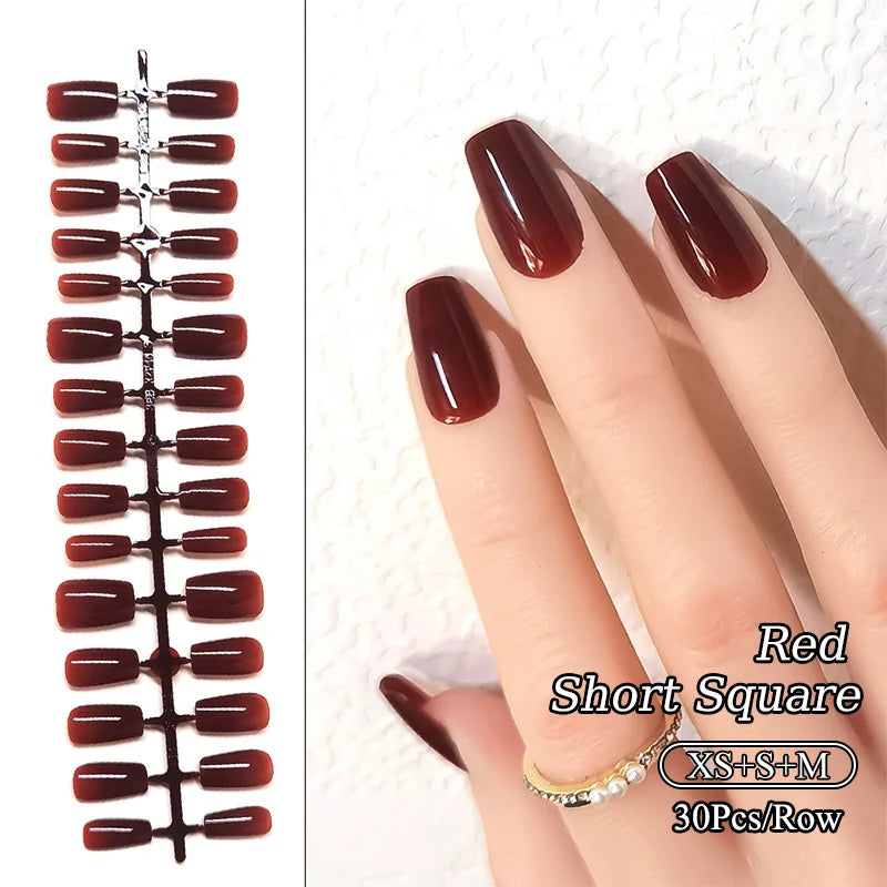 30Pcs Matte Nude Fake Nail Fashion Press on Quick Extension Wearable False Nails Simple Full Cover Nail Tips Manicure Nail Art