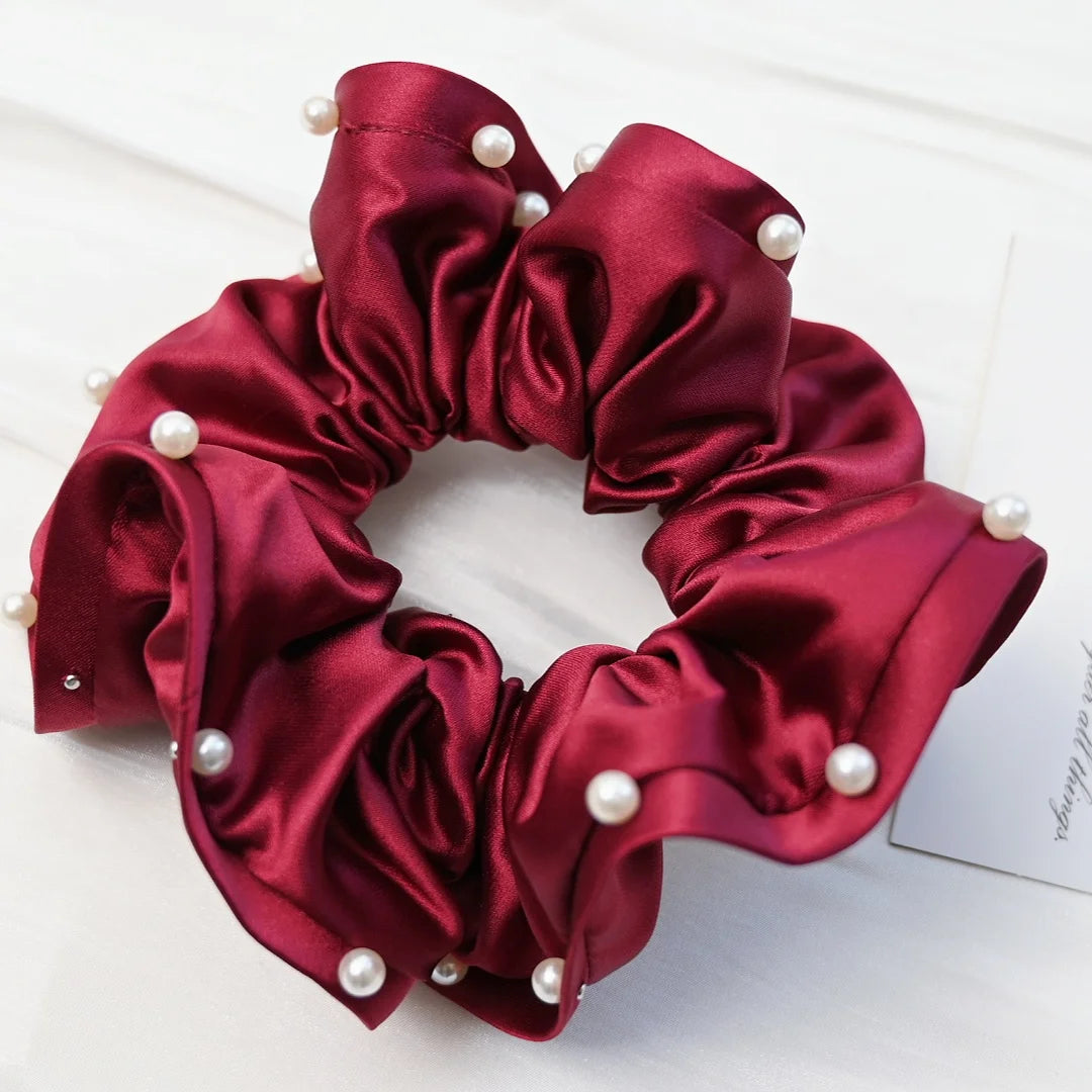 Scrunchies for Hair New Fashion Luxury Satin Silk Hair Loop Bud Shaped HairTies Hair Scrunch for Girls  Headwear