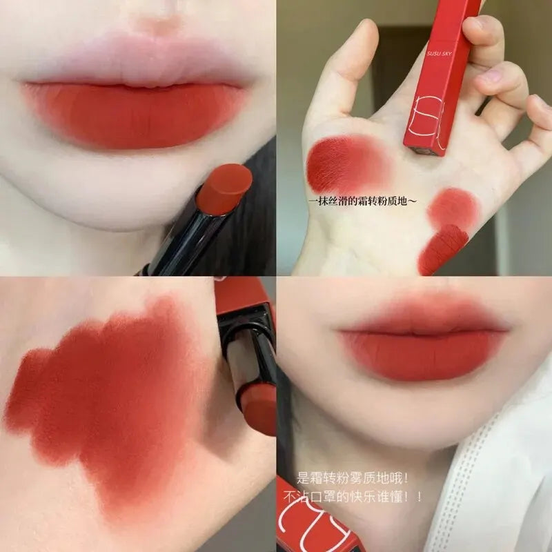 TX010 Thin Tube Matte Lipstick Waterproof Sweatproof Long-Lasting Makeup Resistant Dual Use on Lips And Cheeks