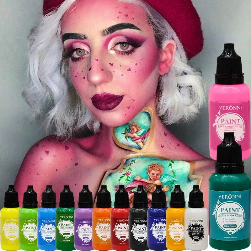 20ml Water Based Face Body Paint Single Bottle Safe Non-toxic For Halloween Party Cosplay Makeup Easy To Wash Off For Kids Adult
