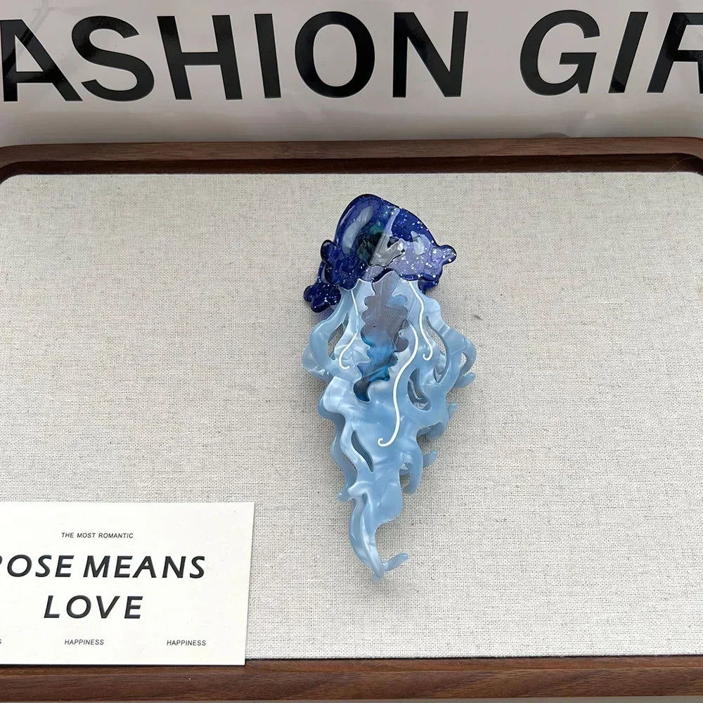 Big Collection Ocean Beach Series Hair Claw Hippocampus Jellyfish Dolphin Acetate Hair Claw Clip for Women Girl Hair Accessories