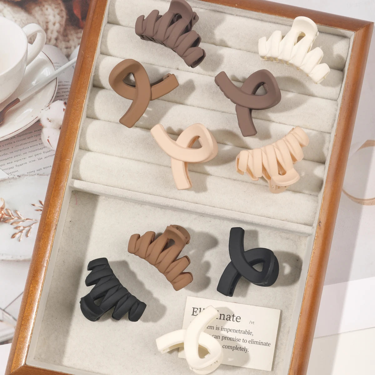 5 Pcs Small Flower Hair Claw Clips for Women Girls,Matte Rectange Jaw Clips,Semicircle Barrettes for Thin Hair