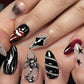 24pcs Sliver Spider Design Fake Nail Halloween Gothic Punk False Nail Tips Wearable European Heavy Metal Almond Press on Nails
