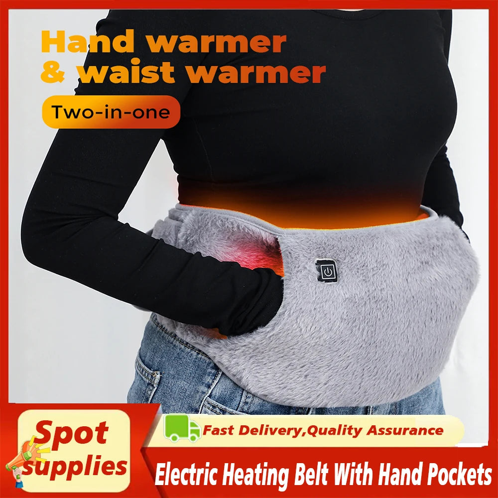 Electric Heating Belt With Hand Pockets  Period Cramps Body Joints Pain Menstrual Heating Pad USB Uterus Hand Warmer Menstrual