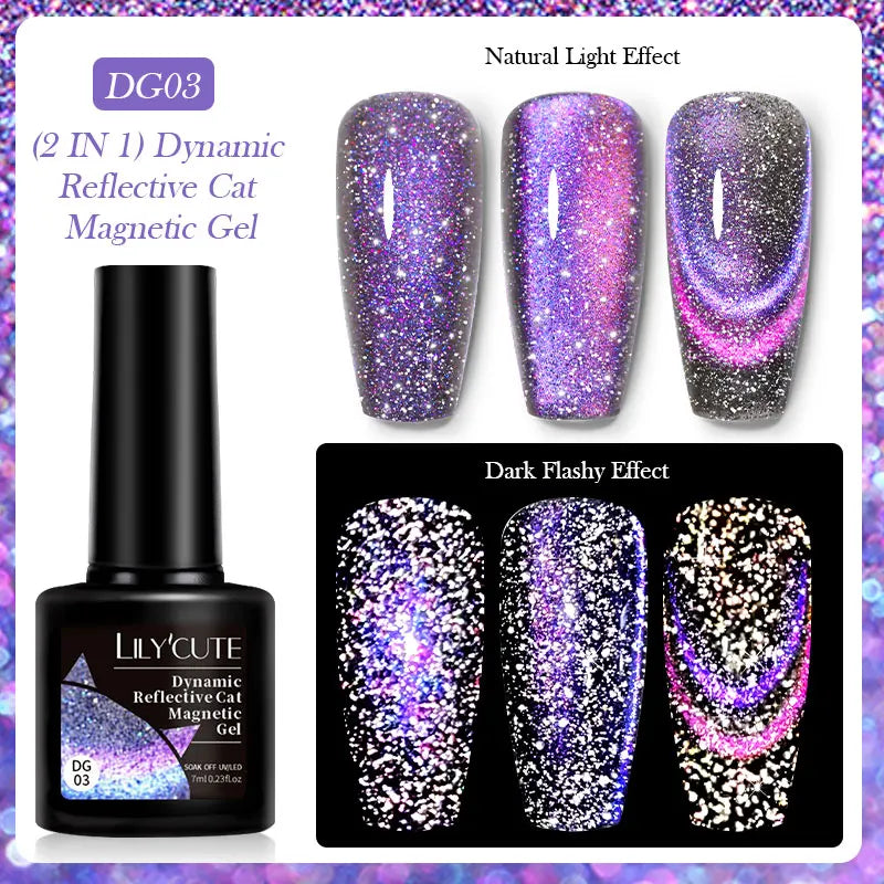 LILYCUTE 7ML Auroras Thermal Gel Nail Polish Nude Dark Purple Glitter Gradient Temperature Color Changing Nail Art Gel Varnishes