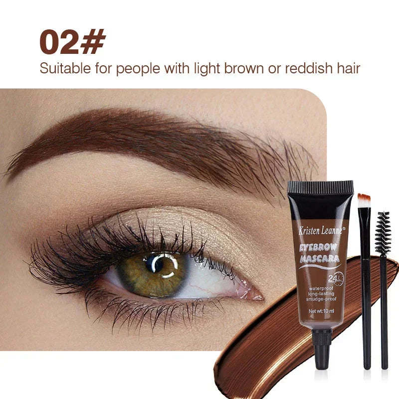 Dyeing Eyebrow Set with Brush Waterproof Quick-drying Natural Stain Coloring Liquid Eyebrows Enhancers 3D Wild Brow Setting Gel