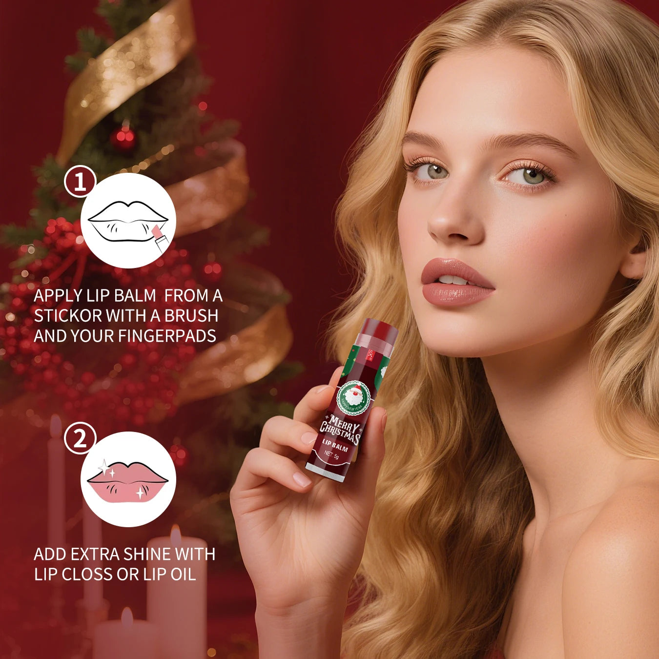 32PCS/Box Christmas lipstick Set Hot Red Wine lipstick Lasting Waterproof Moisturizing Glossy Lip Color