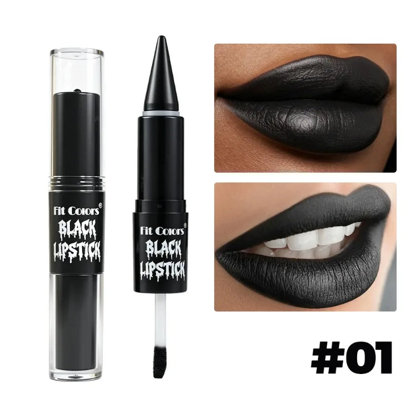 Halloween 2-in-1 Lip Gloss Matte Lip Liner, Long Lasting Waterproof Liquid Lipstick, Moisturizing Shiny Lip Oil for Party Makeup