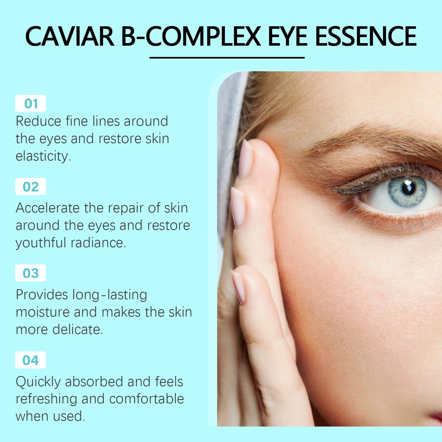 Caviar B-Complex Eye Essence Remove Dark Clrcles Anti Puffiness Smoothing Fine Lines Moisturize Skin Around the Eye Serum
