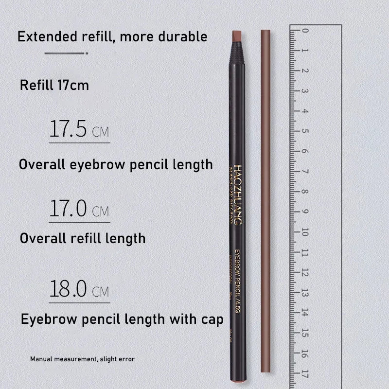 HAOZHUANG Waterproof Long-Lasting Eyebrow Pencil with Soft Brush – Smudge-Proof Daily Eyebrow Makeup Tool