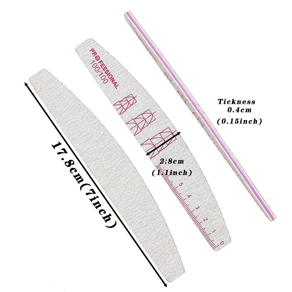 5/10 Pcs Double Sided Nail Art File Set With Scale Grey Sandpaper Nail Stylist Supplies Manicure Products Sand Nails Salon Tools