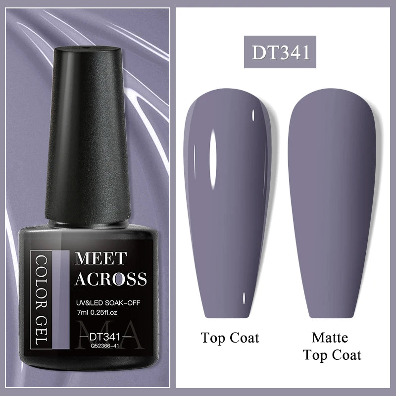 MEET ACROSS 7ml Purple Nail Gel Polish Semi Permanent Nail Art For Nails Decoration UV LED Painting Gel Varnish Nail Supplies
