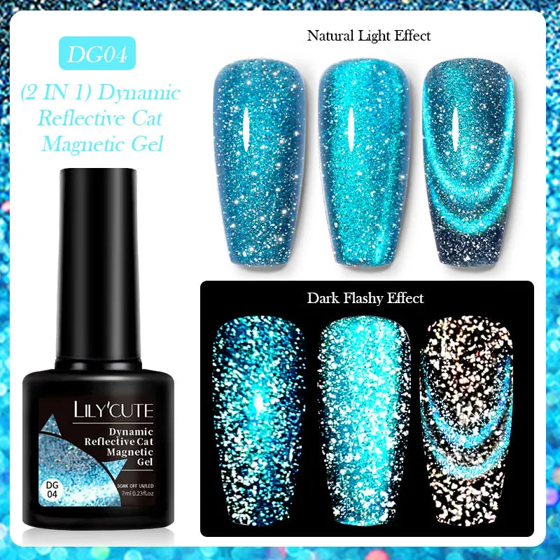 LILYCUTE 7ML Auroras Glitter Thermal Gel Nail Polish Temperature Color Changing Semi Permanent Soak Off Nail Art UV Gel Varnish