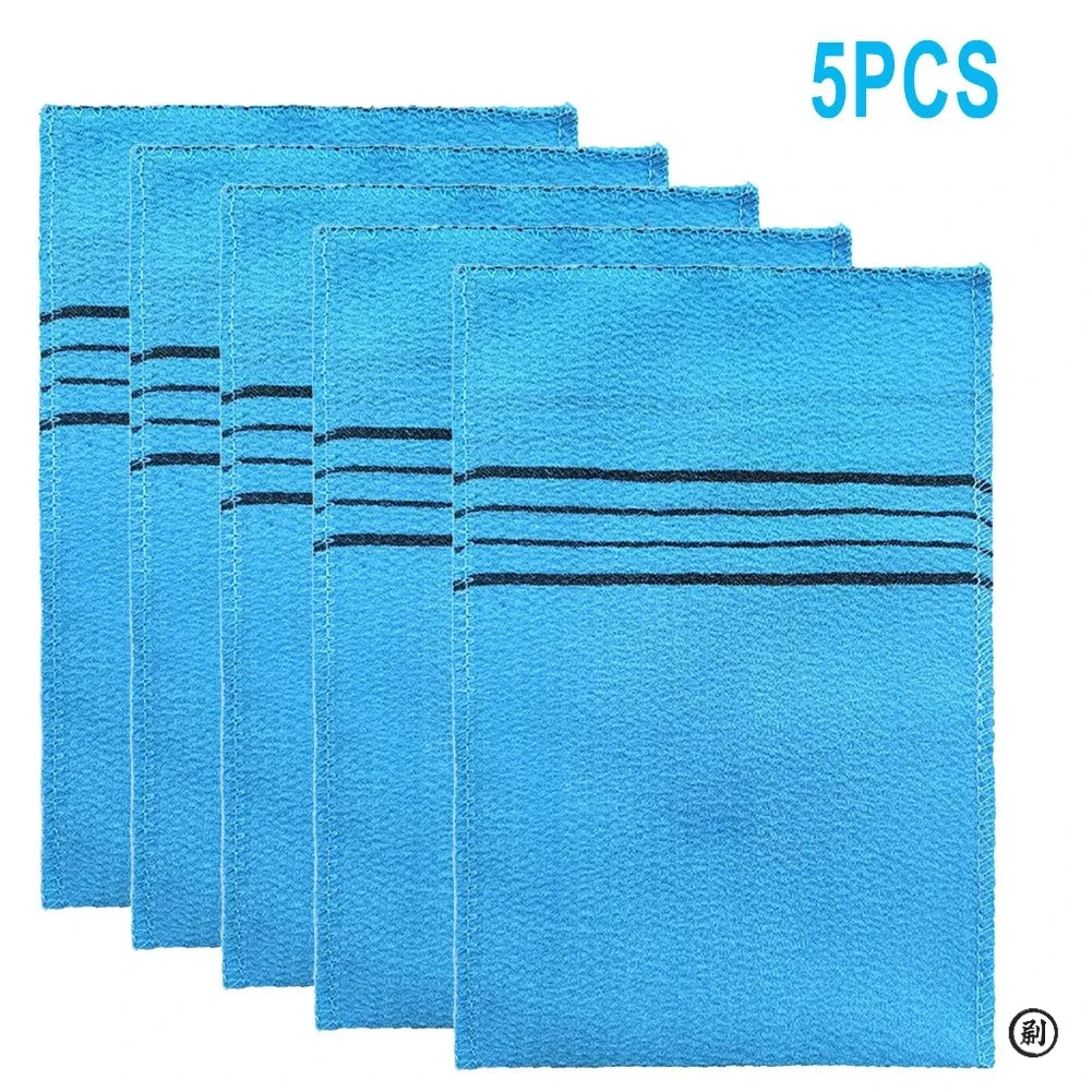 5Pcs Exfoliating Bath Pad Towels Set Korean Italy Asian Exfoliating Bath Washcloth Body Scrub Shower Soft Polyester Cotton