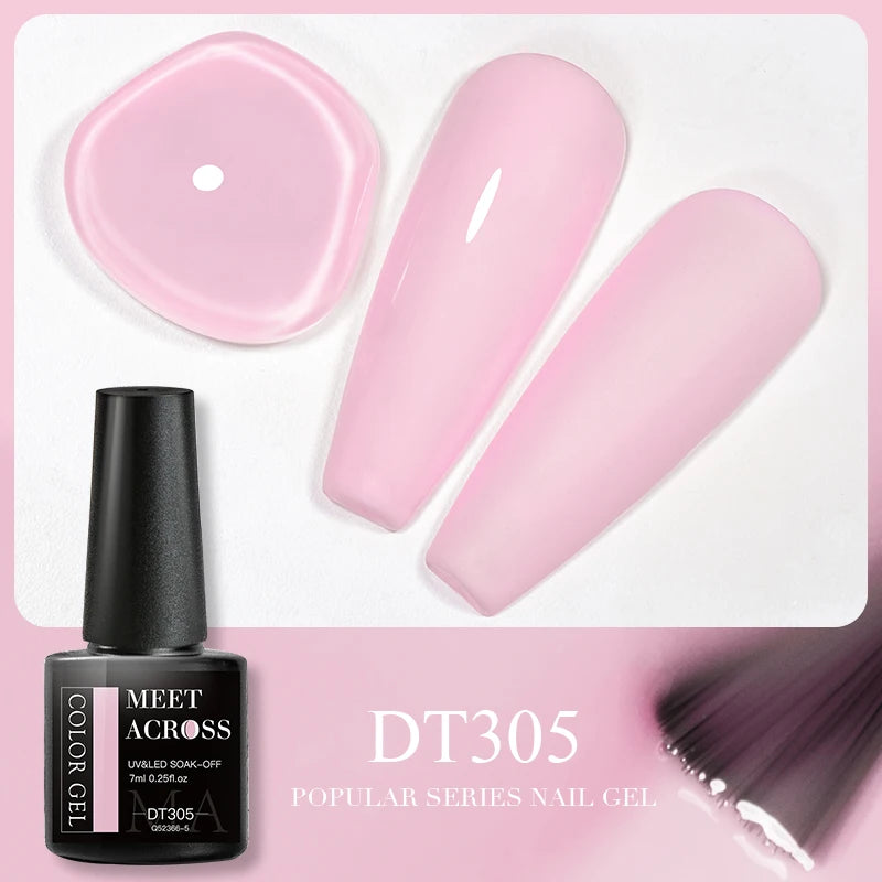 MEET ACROSS 7ml 140 Colors Glitter Gel Nail Polish Fluorescent Laser Semi Permanent Soak Off Nail Art UV Gel Varnish Manicure