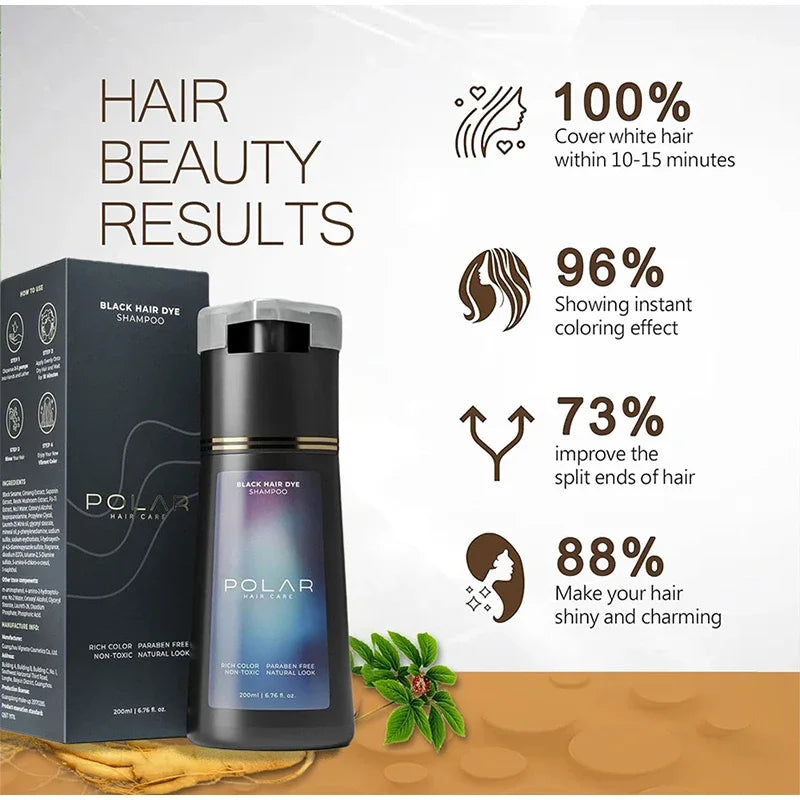 3-in-1 Hair Dye Shampoo  Quick Color Shampoo White Hair Quick Blackening Shampoo Oil Control Fluffy Shampoo Product Nourish Hair