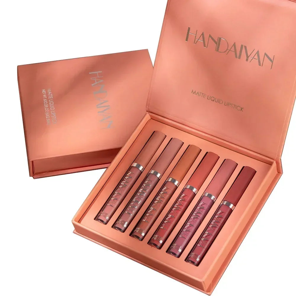 HANDAIYAN 6 PCS Matte Lipstick Set For Women Waterproof Smudge-Proof Long-Lasting Lips