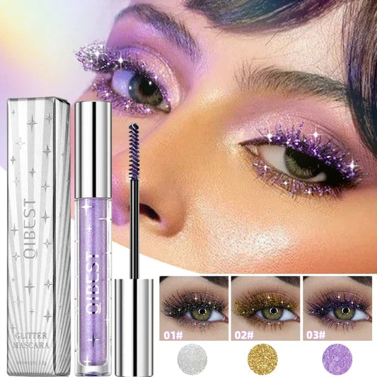 Diamond Purple Mascara Shining Sequins Glitter Eyelashes Quick Dry Sweat Proof Lasting Curling Thick Mascara Shimmer Makeup тушь
