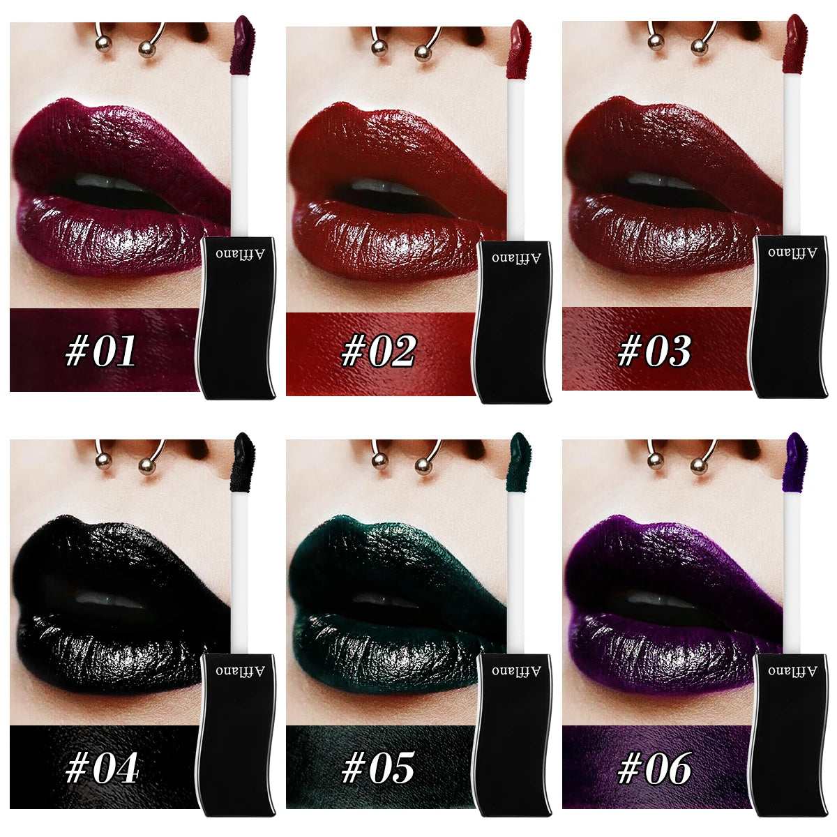 Afflano Goth Lipstick Matte Moist Black Smoky Red High Colors Lip Glaze Waterproof Non-stick Cup Lipstick Lasting Lip Makeup
