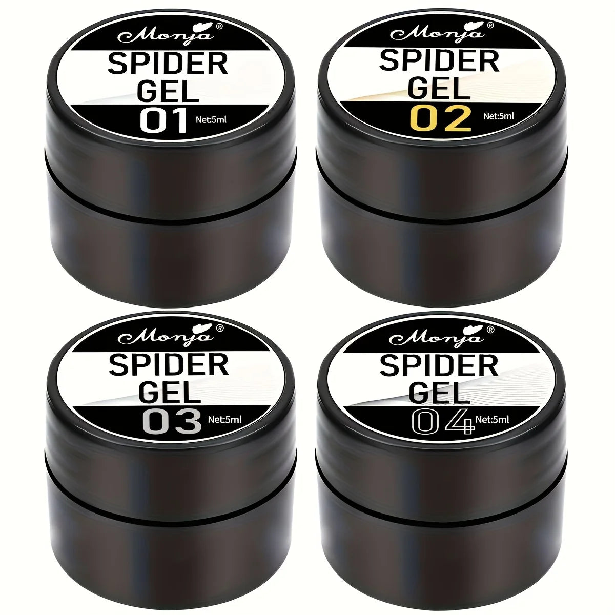 Nail Art Elastic Gel Polish for Carving and Painting Designs, 4 Colors