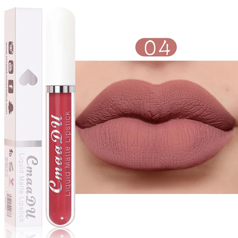 Long-Lasting Velvet Matte Lip Gloss – Liquid Lipstick, Red Lip Makeup for Women, Waterproof, Moisturizing Lip Gloss